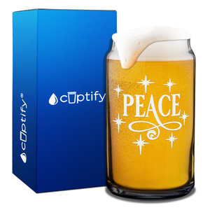 Peace on 16oz Beer Can Glass