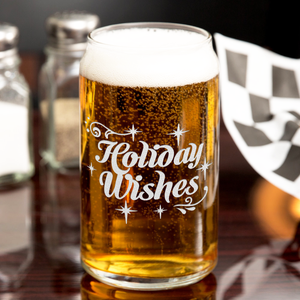 Holiday Wishes on 16oz Beer Can Glass