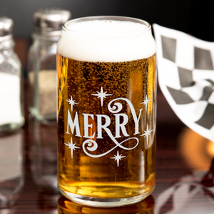 Merry on 16oz Beer Can Glass