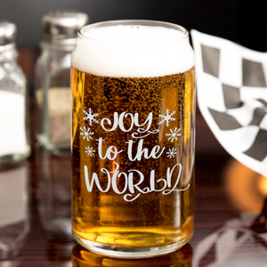 Joy to the World on 16oz Beer Can Glass