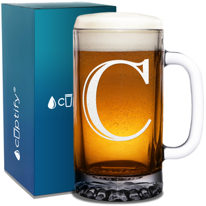  Monogram Initial Letter on 16 oz Beer Glass Mug