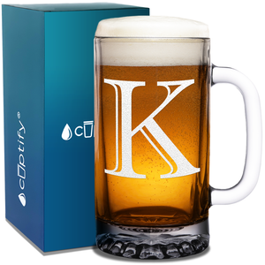  Monogram Initial Letter on 16 oz Beer Glass Mug