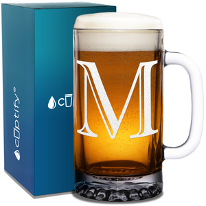  Monogram Initial Letter on 16 oz Beer Glass Mug