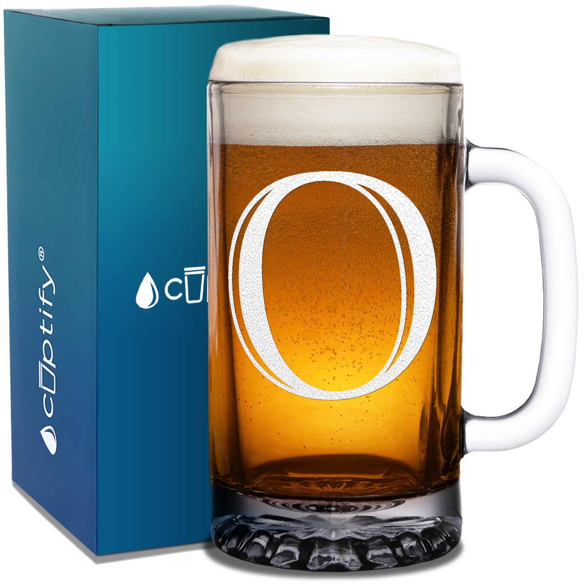  Monogram Initial Letter on 16 oz Beer Glass Mug