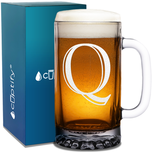  Monogram Initial Letter on 16 oz Beer Glass Mug