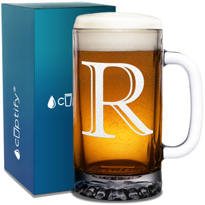  Monogram Initial Letter on 16 oz Beer Glass Mug