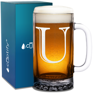  Monogram Initial Letter on 16 oz Beer Glass Mug