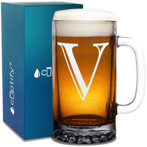  Monogram Initial Letter on 16 oz Beer Glass Mug
