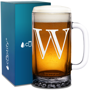  Monogram Initial Letter on 16 oz Beer Glass Mug
