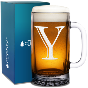  Monogram Initial Letter on 16 oz Beer Glass Mug