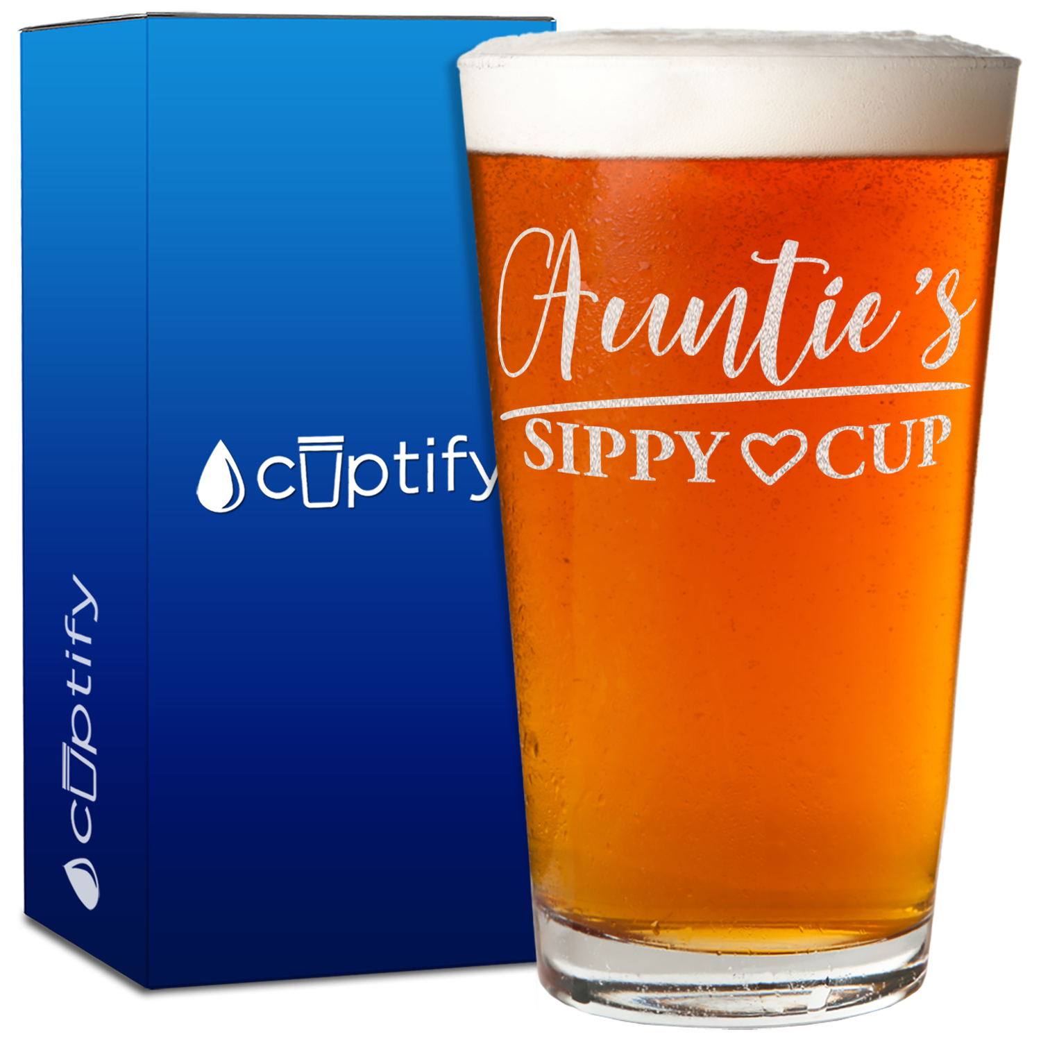 Auntie's Sippy Cup Engraved on 16oz Beer Pint Glass