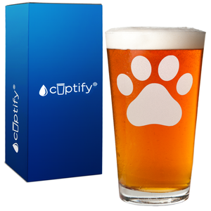 Paw Print Beer Pint Glass