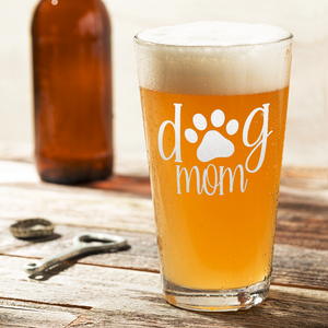 Dog Mom Paw Beer Pint Glass