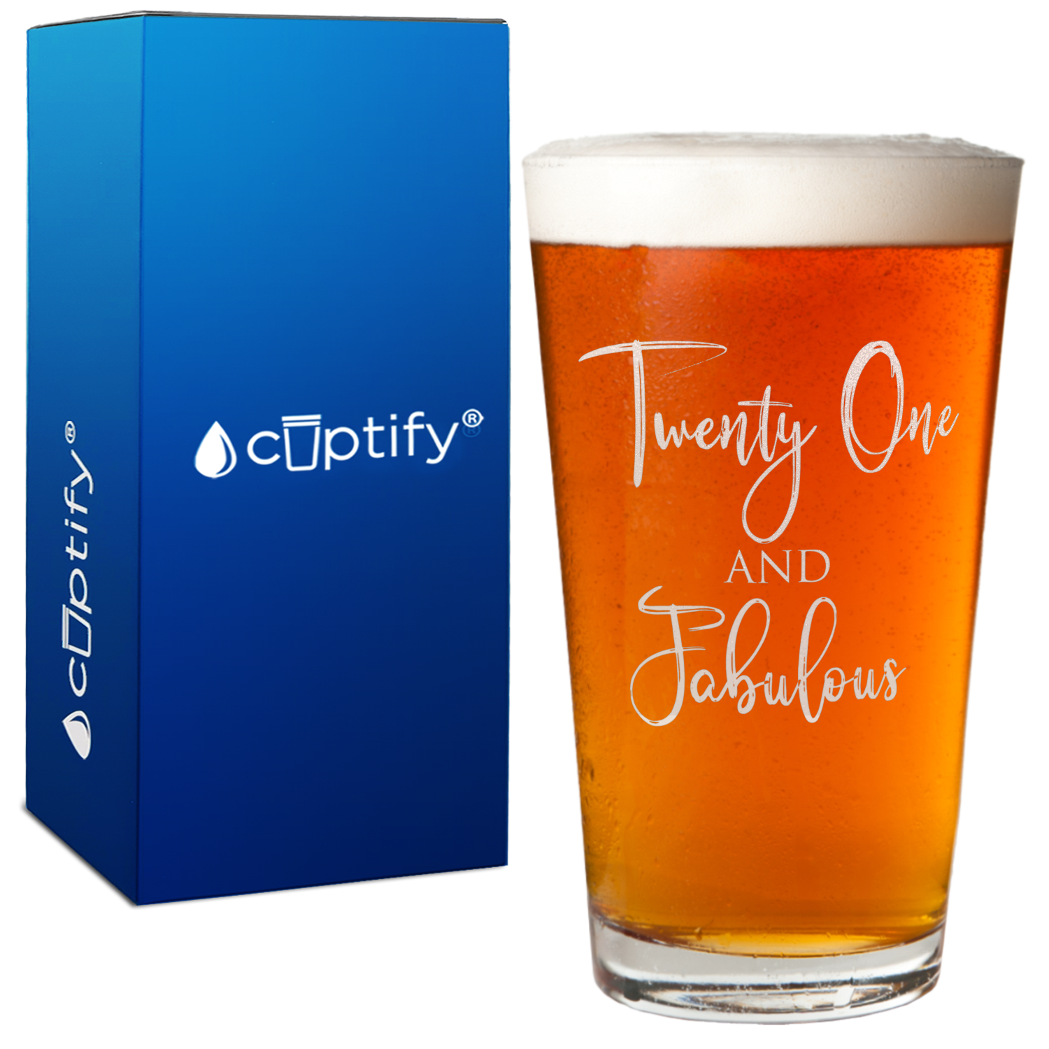 Twenty One and Fabulous 16oz Beer Pint Glass