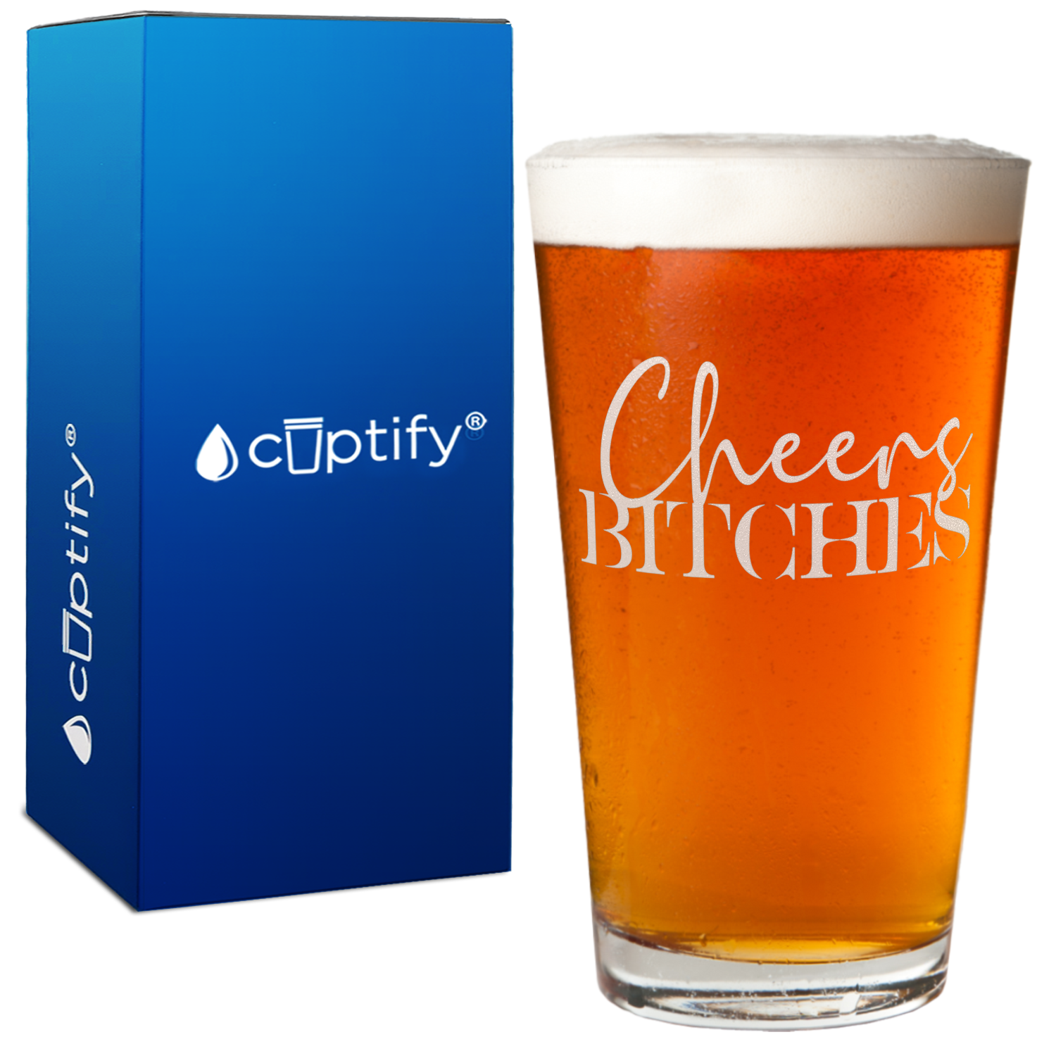 Cheers Bitches 16oz Beer Pint Glass