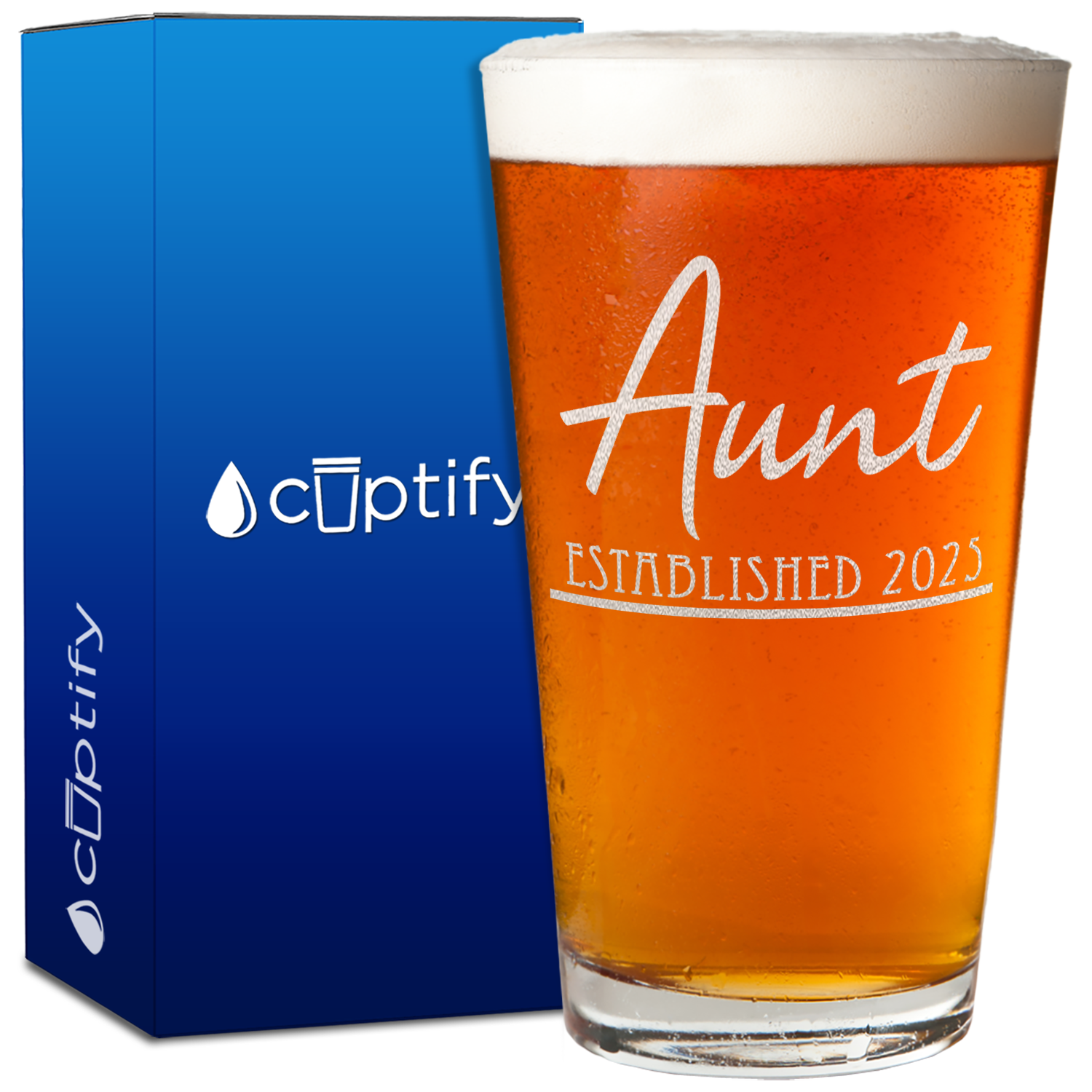Aunt Established Customized 16oz Beer Pint Glass
