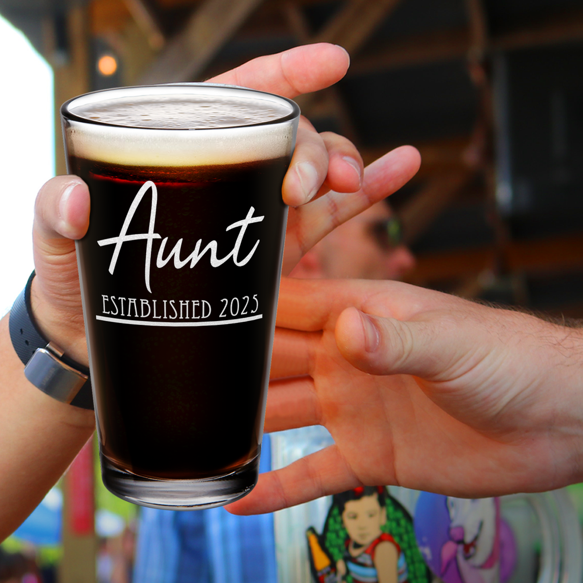 Aunt Established Customized 16oz Beer Pint Glass