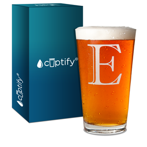 Monogram Initial E Beer Glass Pint