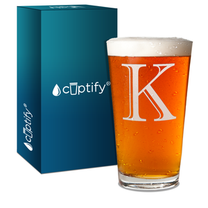 Monogram Initial K Beer Glass Pint