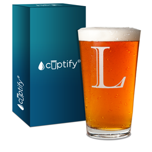 Monogram Initial L Beer Glass Pint