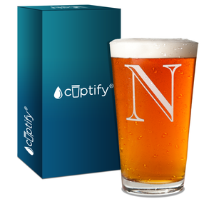Monogram Initial N Beer Glass Pint
