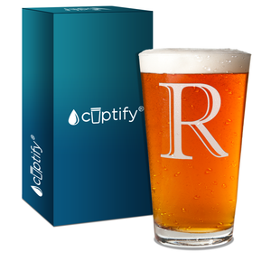 Monogram Initial R Beer Glass Pint