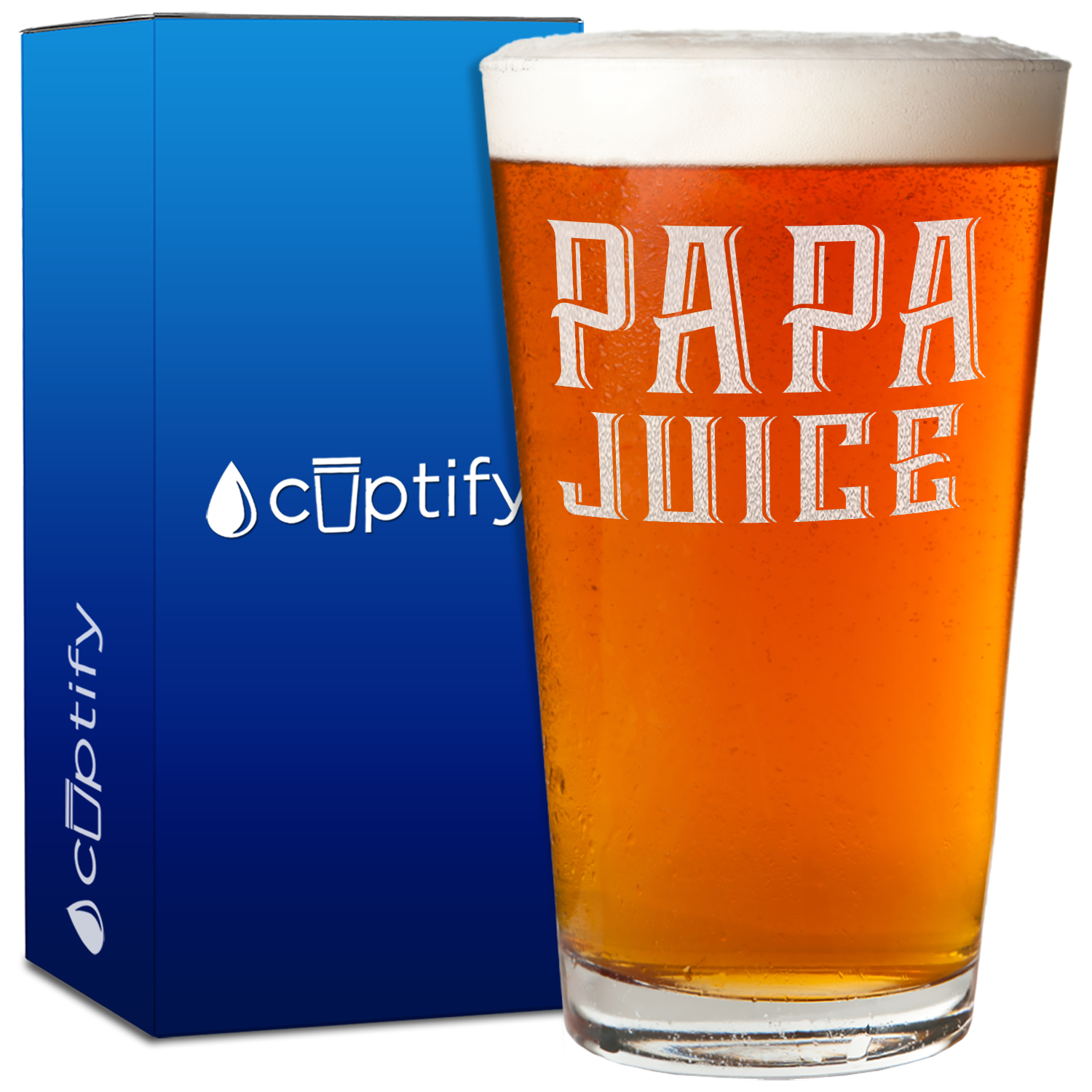 Papa Juice Etched 16oz Beer Pint Glass
