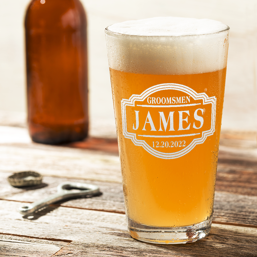 Personalized Groomsmen Beer Pint Glass