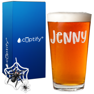 Personalized Spooky Halloween Font 16oz Beer Pint Glass