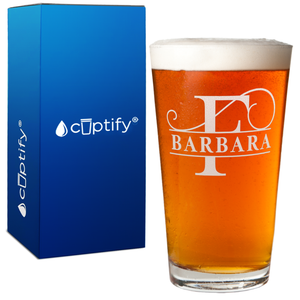 Personalized Swoosh Split Monogram 16oz Beer Pint Glass