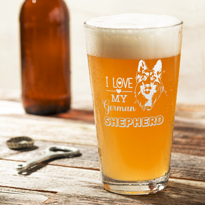 I Love my German Shepherd Beer Pint Glass