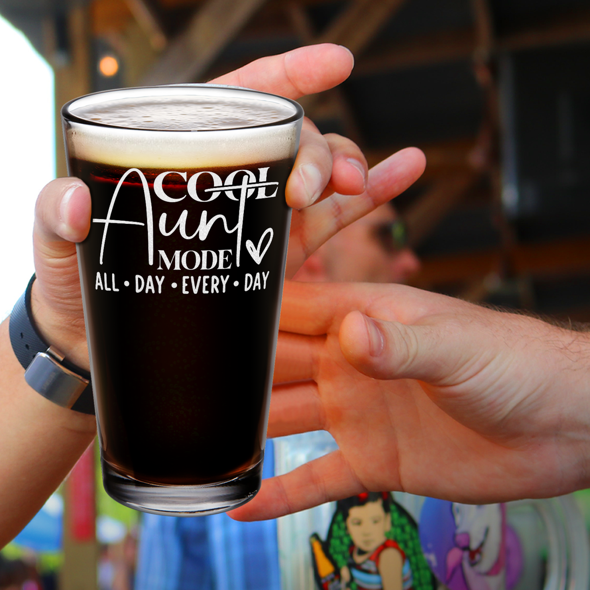 Cool Aunt Mode  16oz Beer Pint Glass
