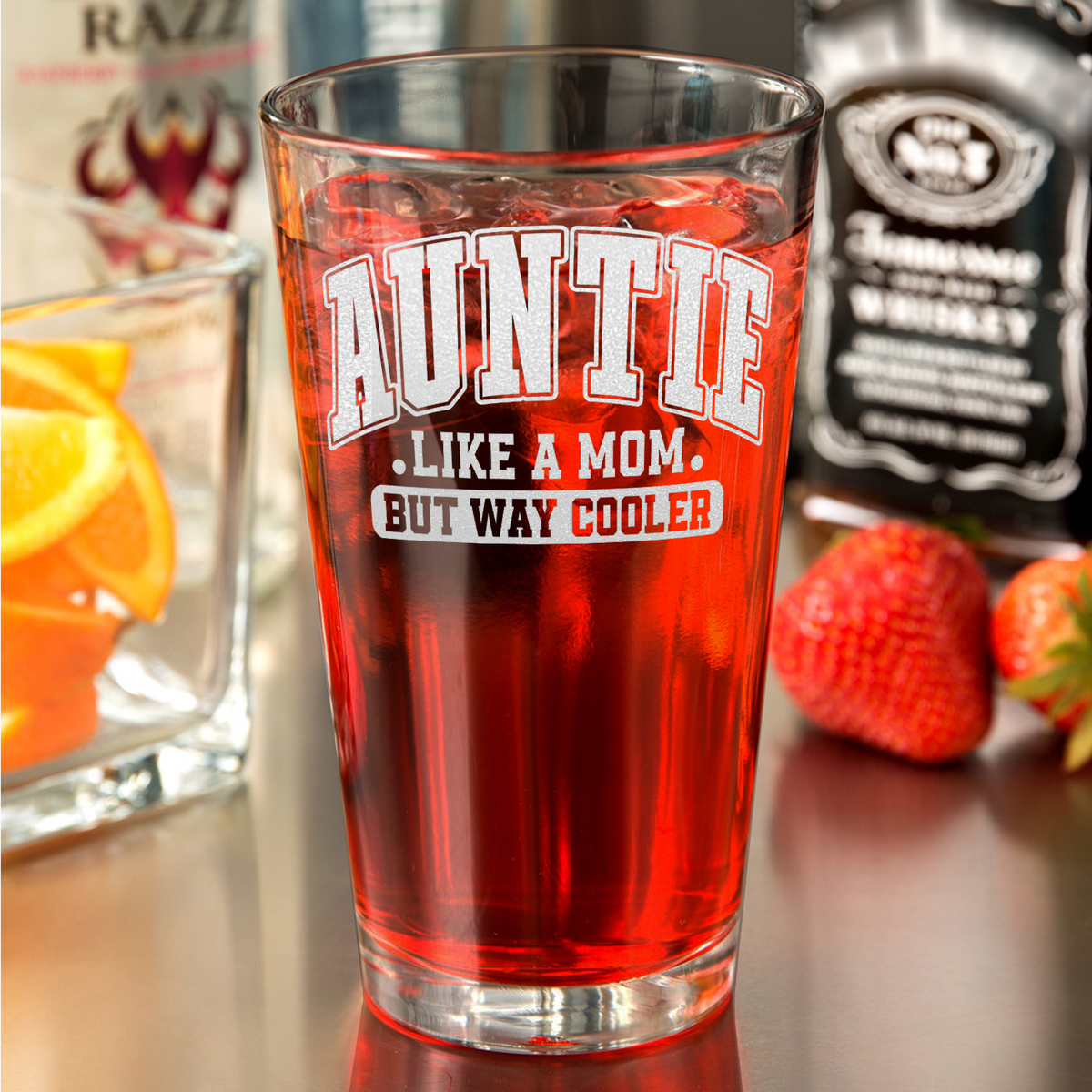 Auntie Like a Mom but Way Cooler 16oz Beer Pint Glass