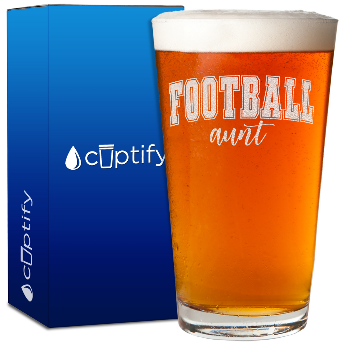 Football Aunt 16oz Beer Pint Glass