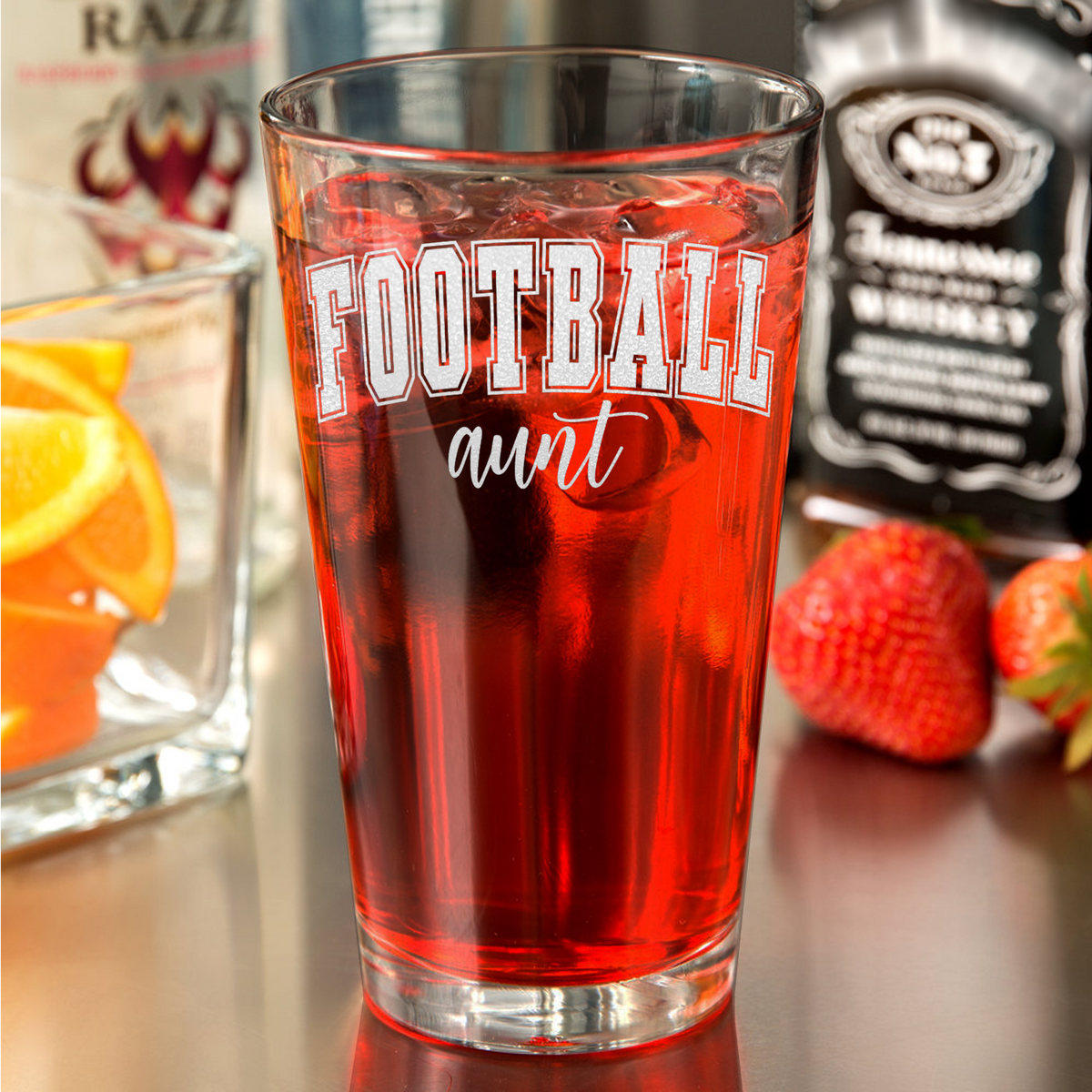 Football Aunt 16oz Beer Pint Glass