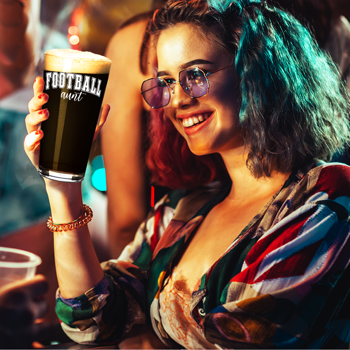 Football Aunt 16oz Beer Pint Glass