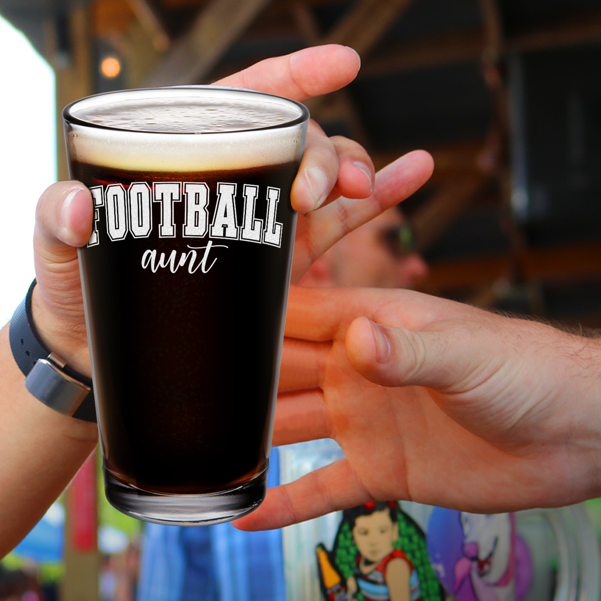 Football Aunt 16oz Beer Pint Glass