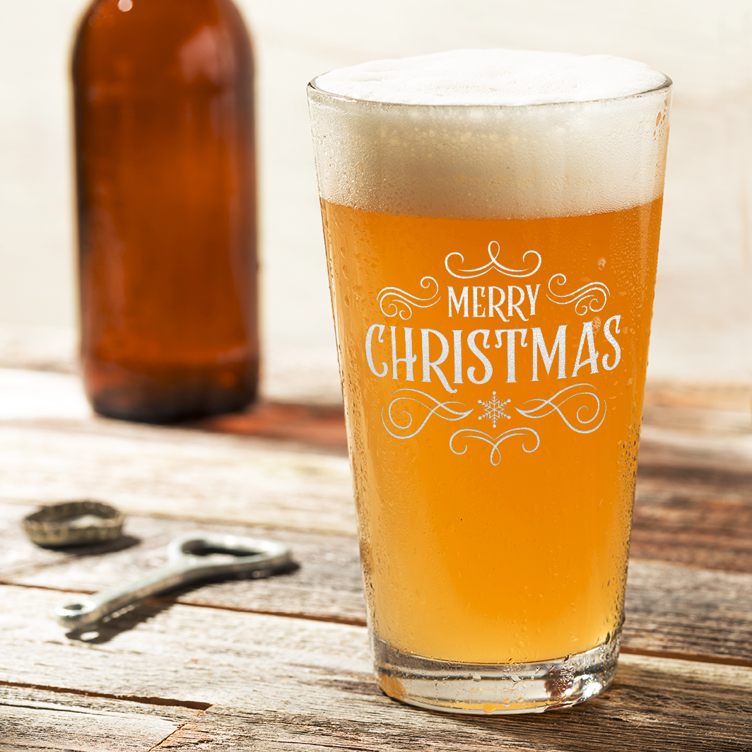 Merry Christmas 16oz Beer Pint Glass