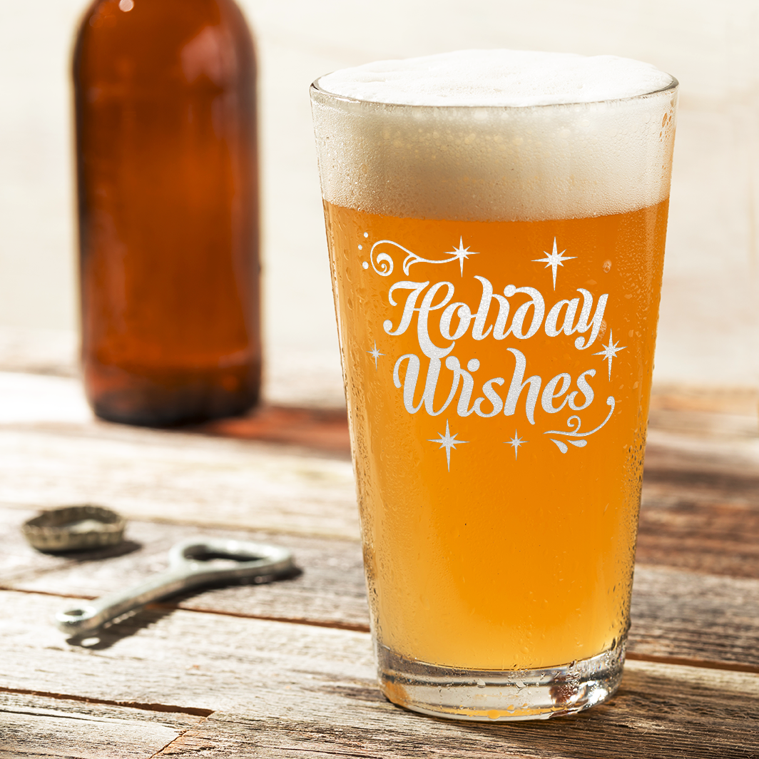 Holiday Wishes 16oz Beer Pint Glass