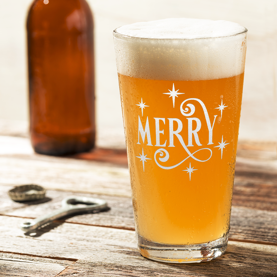 Merry 16oz Beer Pint Glass