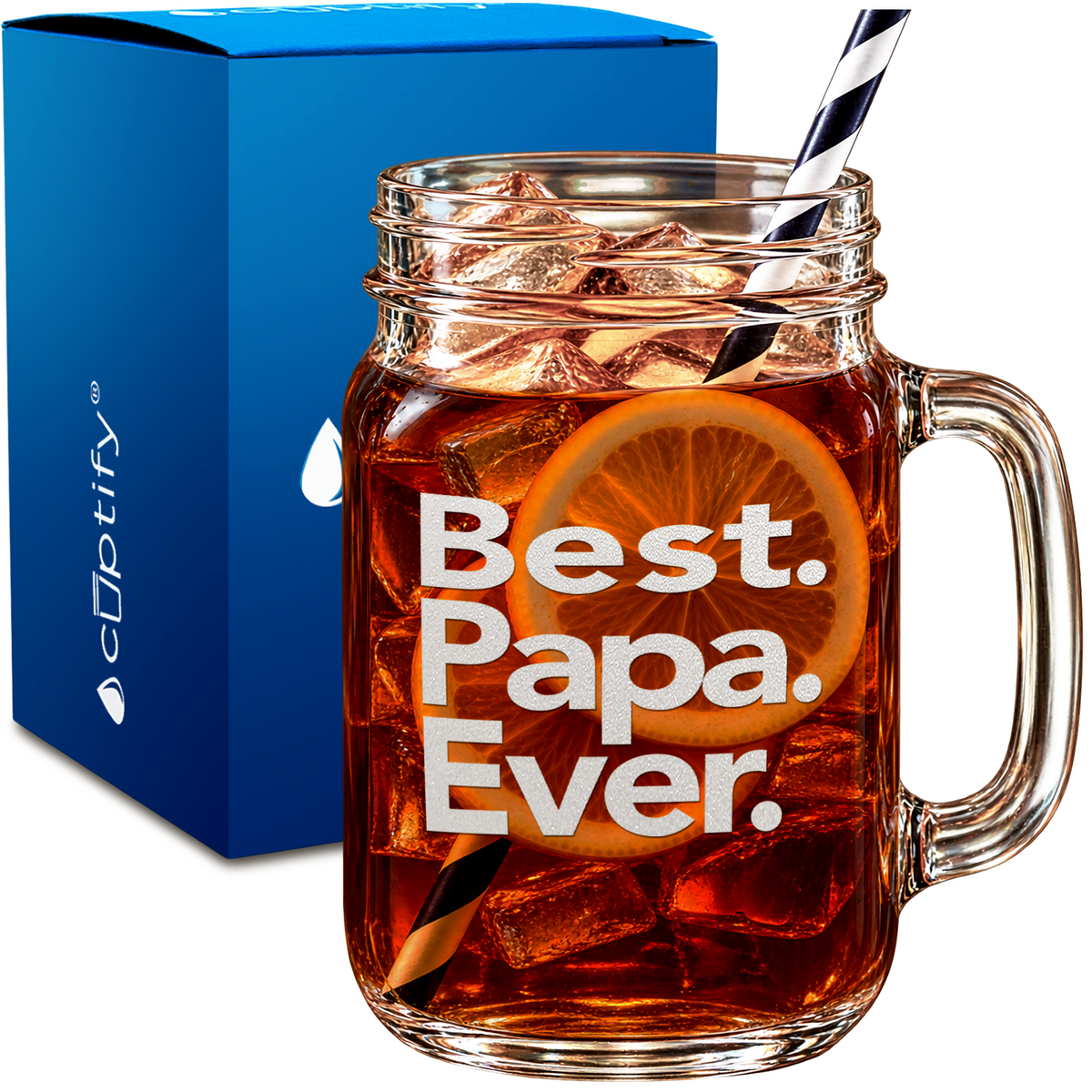 Best. Papa. Ever design on 16oz Mason Jar Glass