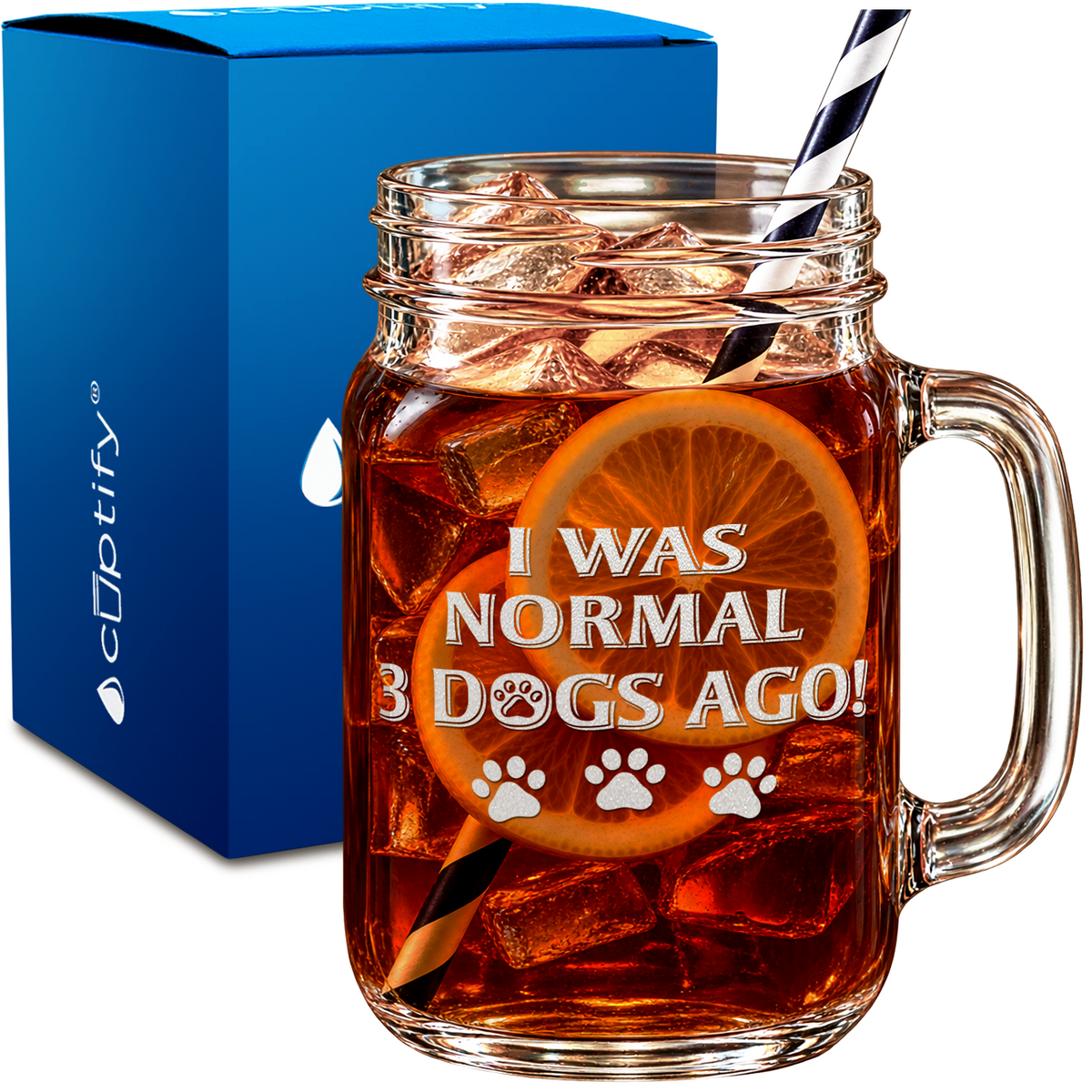 I was Normal 3 Dogs Ago design on 16oz Mason Jar Glass