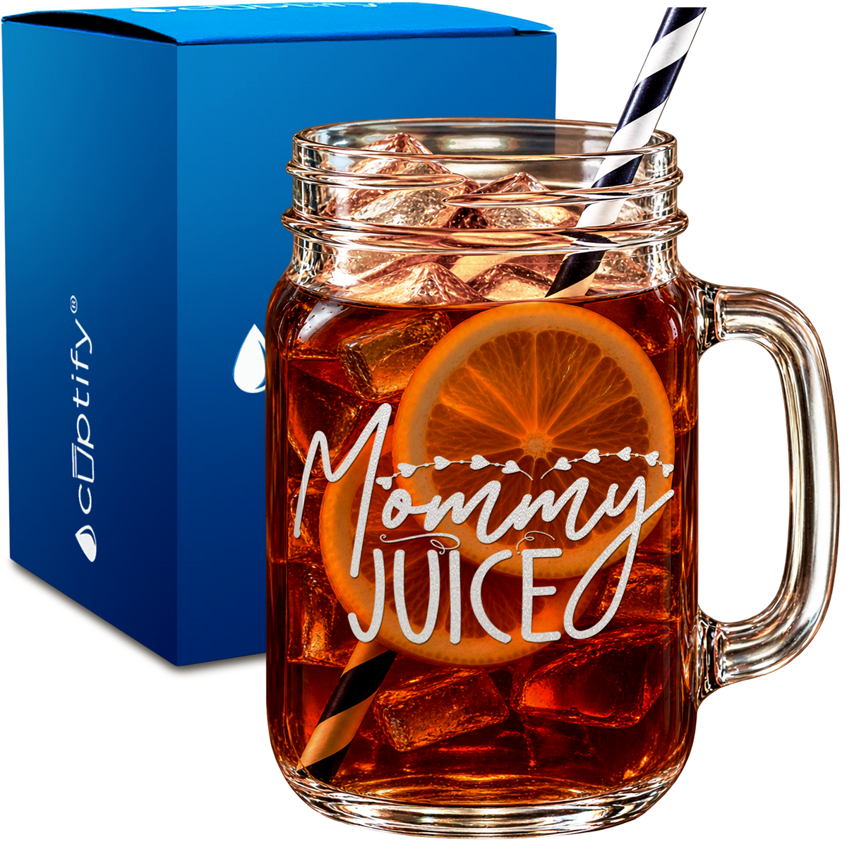 Mommy Juice design on 16oz Mason Jar Glass
