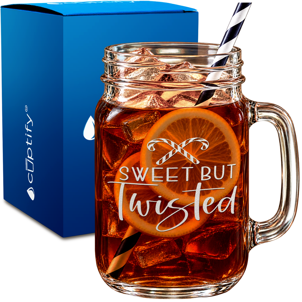 Sweet But Twisted design on 16oz Mason Jar Glass