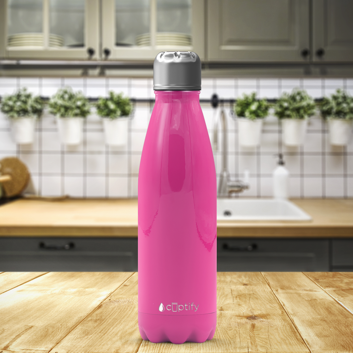 Hot Pink Gloss 17oz Retro Water Bottle