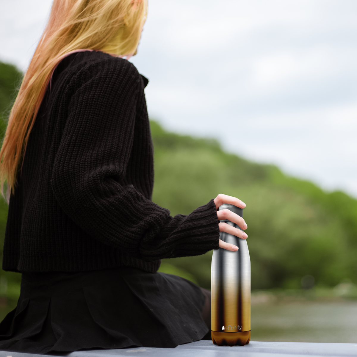 Gold Ombre Translucent 17oz Retro Water Bottle