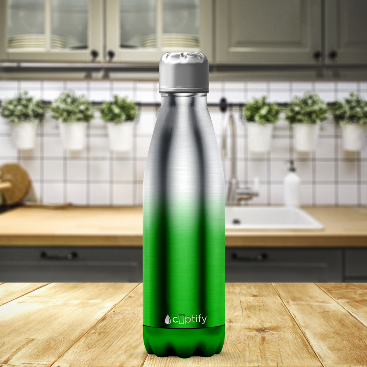 Green Ombre Translucent 17oz Retro Water Bottle