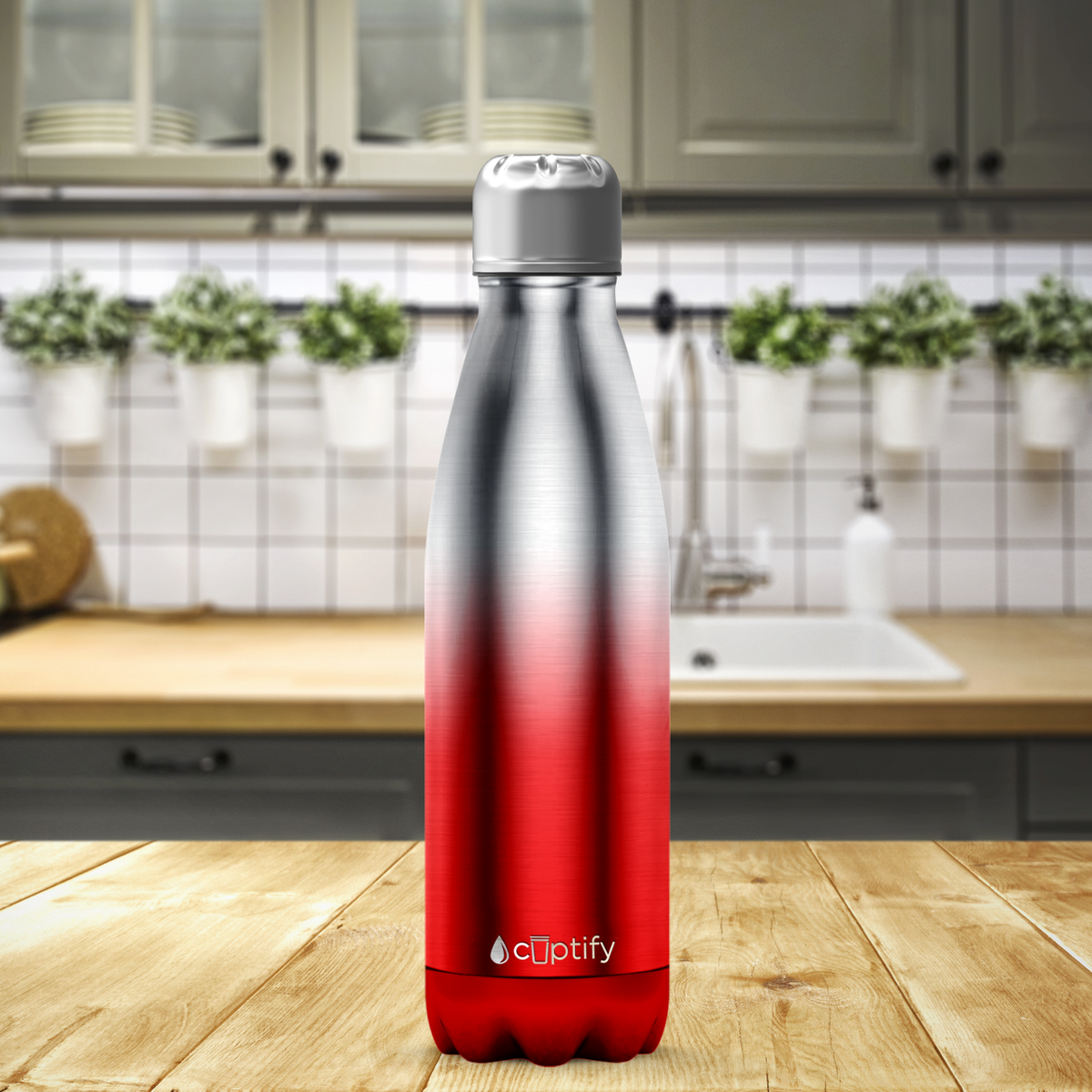 Red Ombre Translucent 17oz Retro Water Bottle