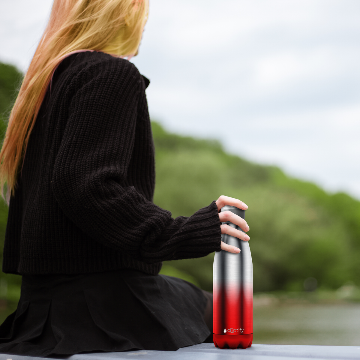 Red Ombre Translucent 17oz Retro Water Bottle