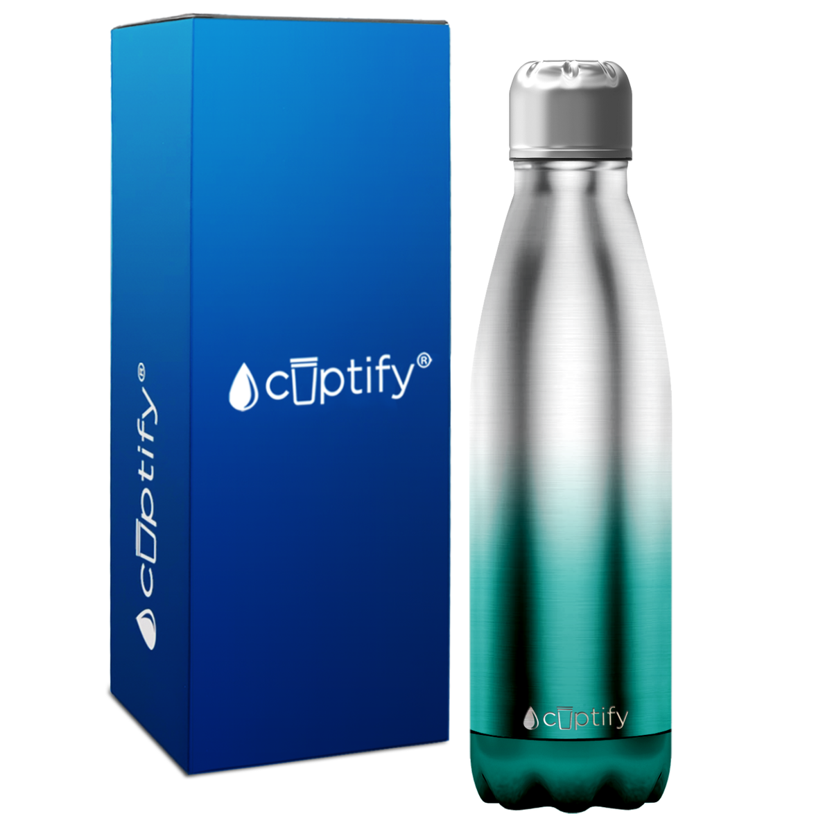 Teal Ombre Translucent 17oz Retro Water Bottle